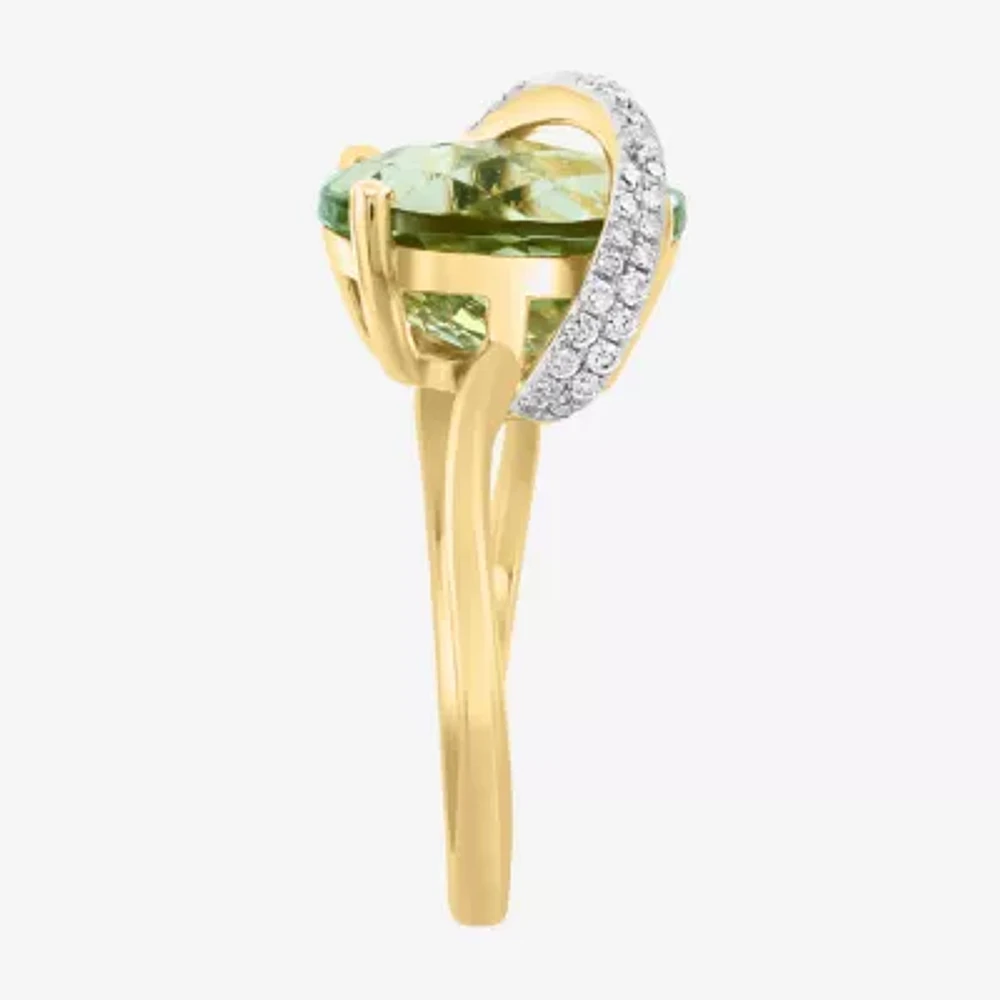 Effy Final Call Womens 1/7 CT. T.W. Genuine Green Amethyst 14K Gold Oval Cocktail Ring