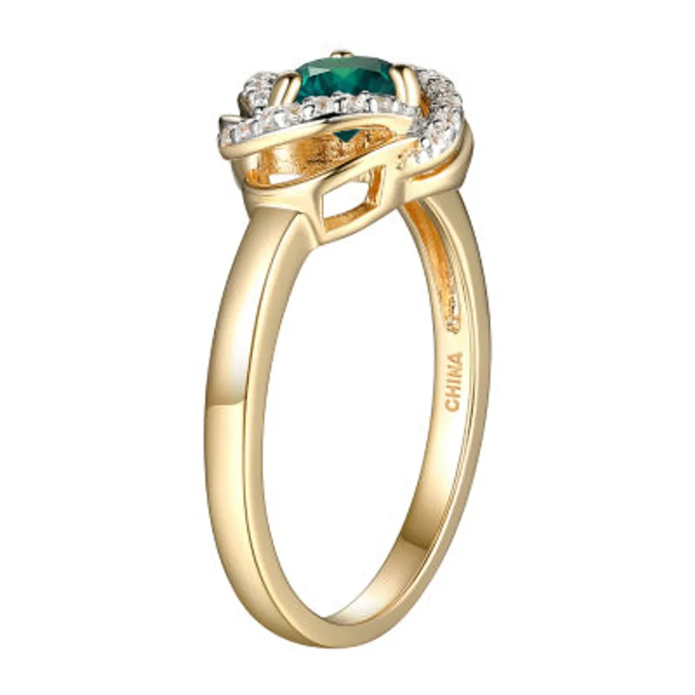 Womens Lab Created Green Quartz 18K Gold Over Silver Knot Cocktail Ring