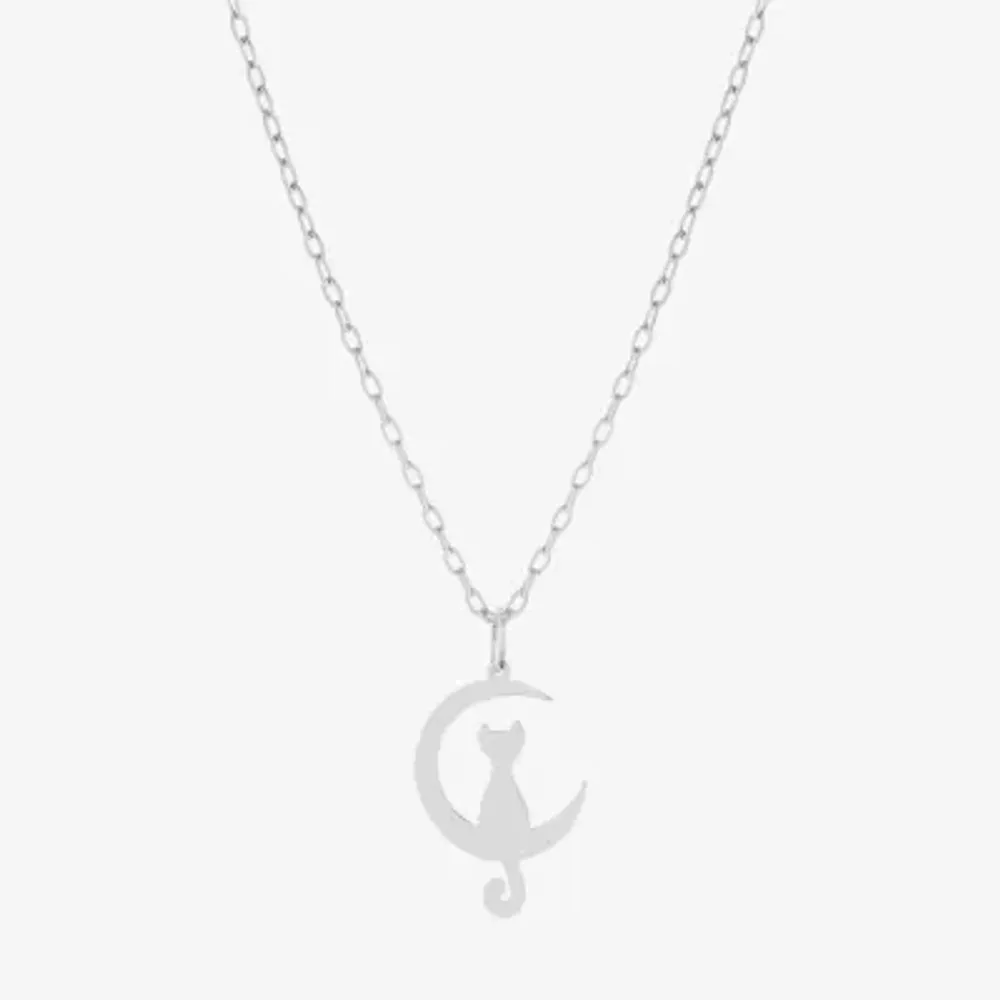 Silver Treasures Cat Womens Sterling Silver 16 Inch Pendant Necklace