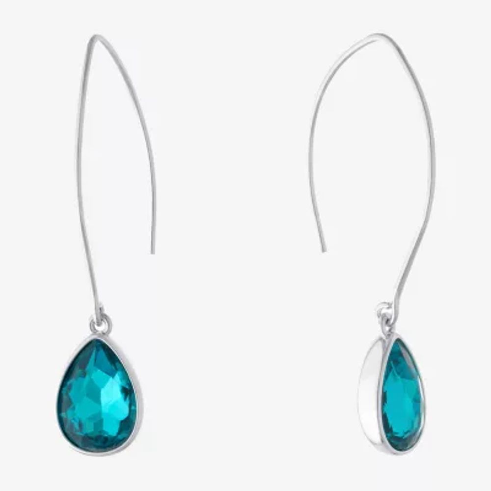 Sparkle Allure Womens Red Crystal Pure Silver Over Brass Pear Drop Earrings