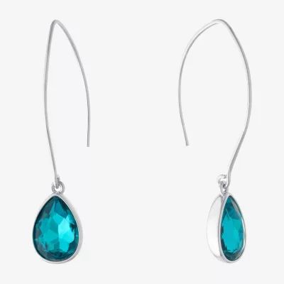 Sparkle Allure Womens Red Crystal Pure Silver Over Brass Pear Drop Earrings