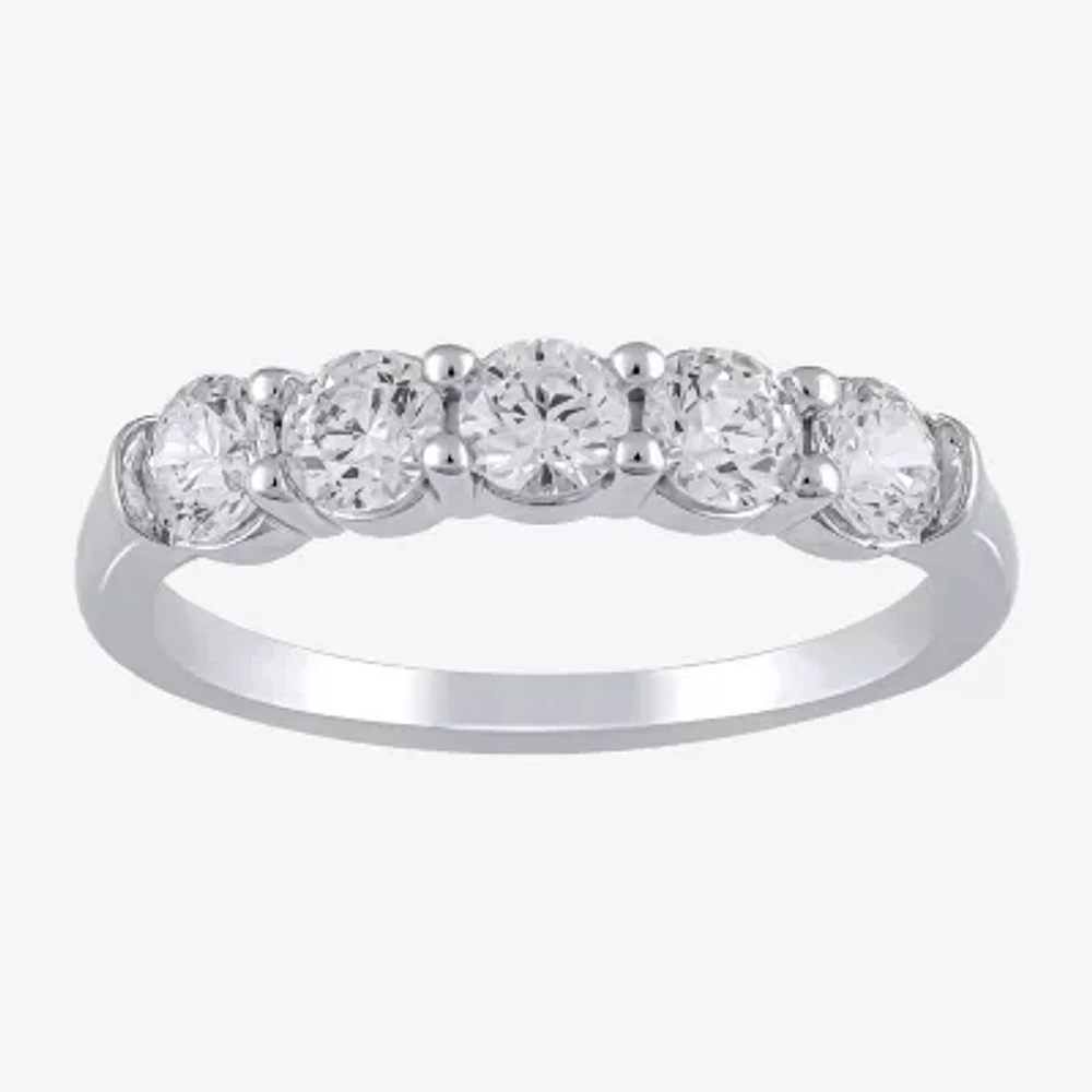(H-I / I1) Womens 1 CT. T.W. Lab Grown White Diamond 10K Gold 5-Stone Wedding Band