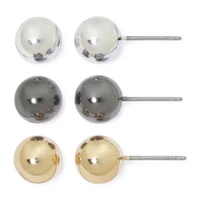 Mixit Womens Ball Hypoallergenic 3 Pair Earring Set