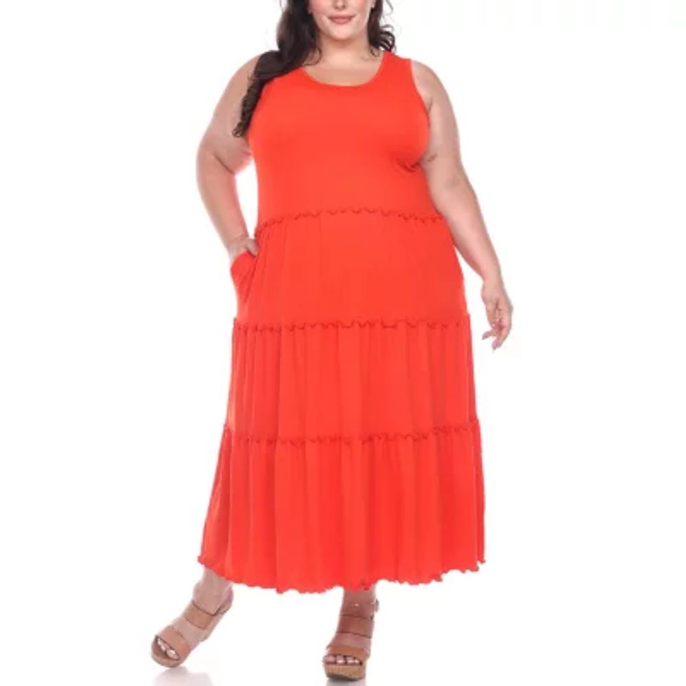 White Mark Womens Sleeveless Midi Plus Maxi Dress