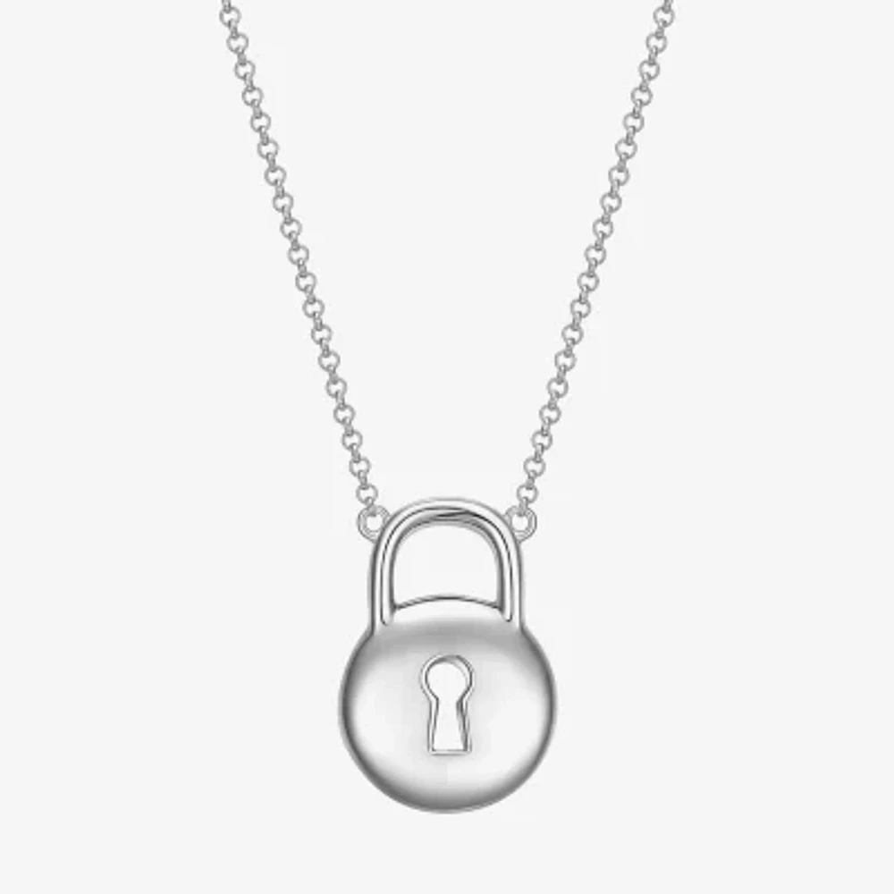 Womens Sterling Silver Round 18 Inch Pendant Necklace