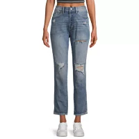 Arizona Juniors Womens Highest Rise Mom Easy-on + Easy-off Jean