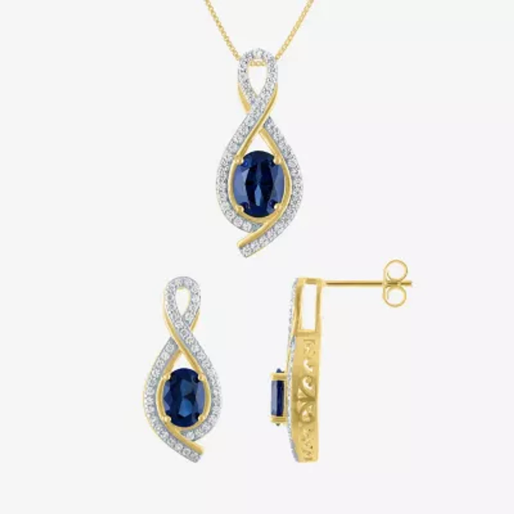 Gemstone 14K Gold Over Silver Sterling Oval Jewelry Set