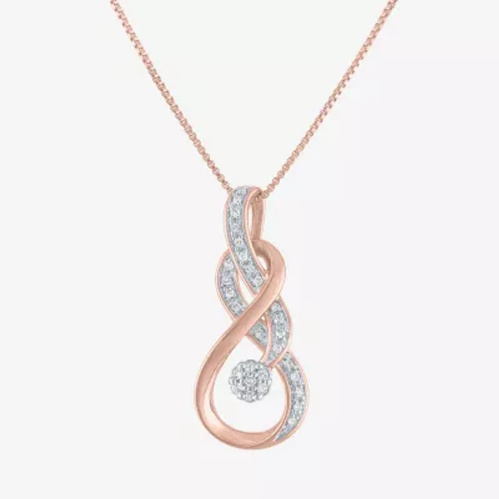 Womens 1/10 CT. T.W. Natural White Diamond 14K Rose Gold Over Silver 18 Inch Pendant Necklace