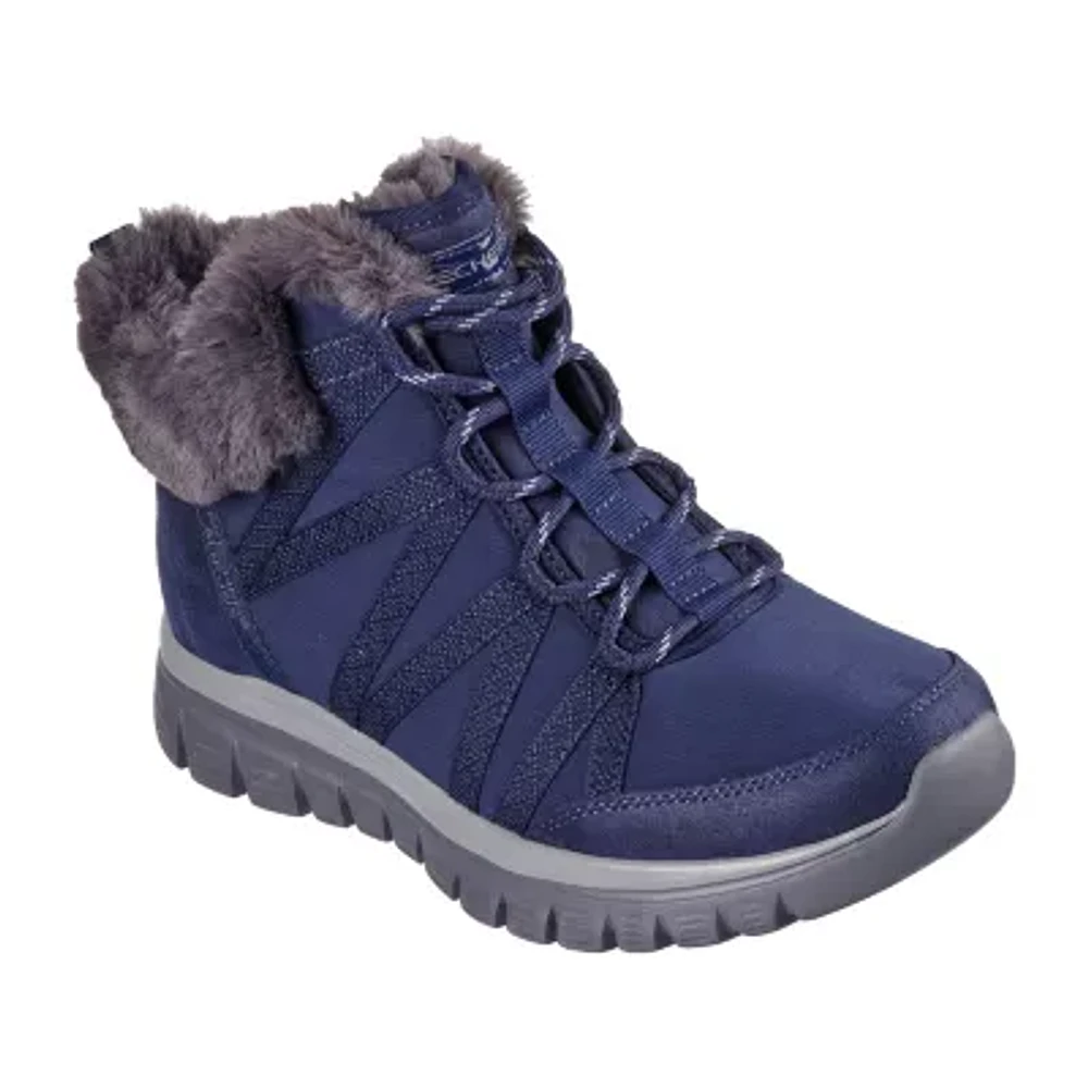 Skechers Womens Graceful Flat Heel Lace Up Boots