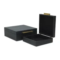Cheungs Black Faux Snakeskin Square 2-pc. Decorative Box