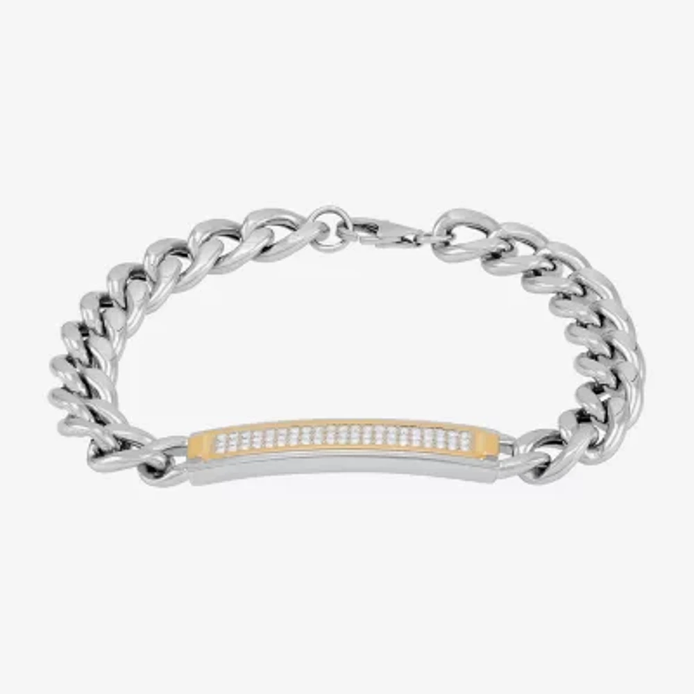Mens 14K Gold Over Silver 8 1/2 Inch Hollow Curb Id Bracelet