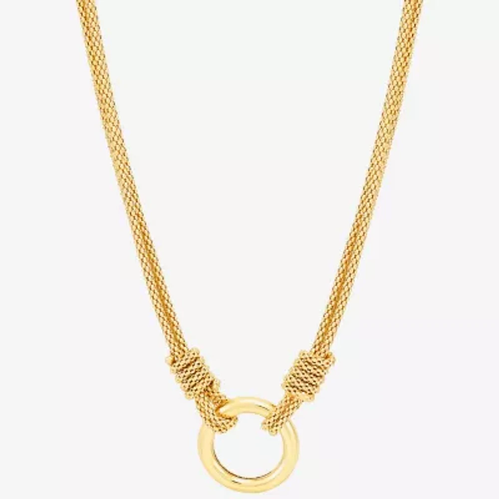 Womens 14K Gold Over Silver Circle Round 16 Inch Pendant Necklace