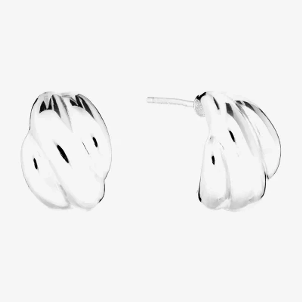 Womens Sterling Silver 15.2mm Hoop Earrings