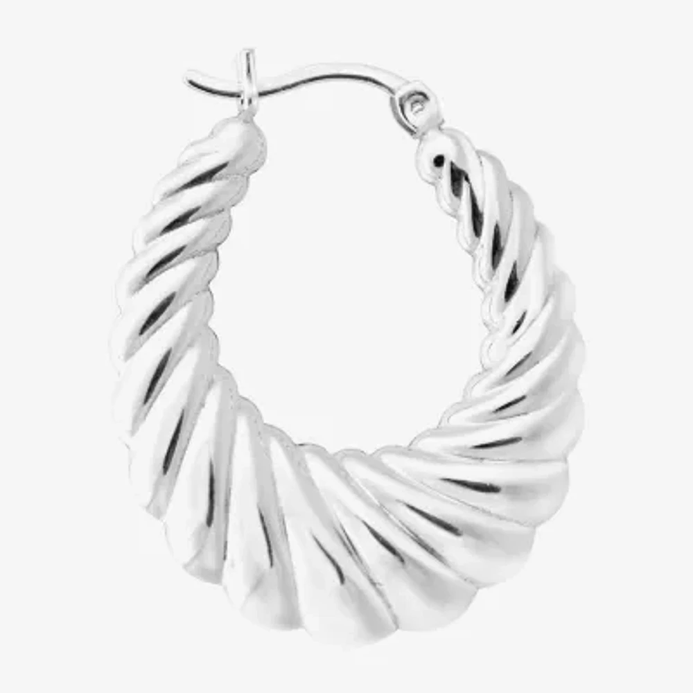 Womens Sterling Silver 30.2mm Hoop Earrings