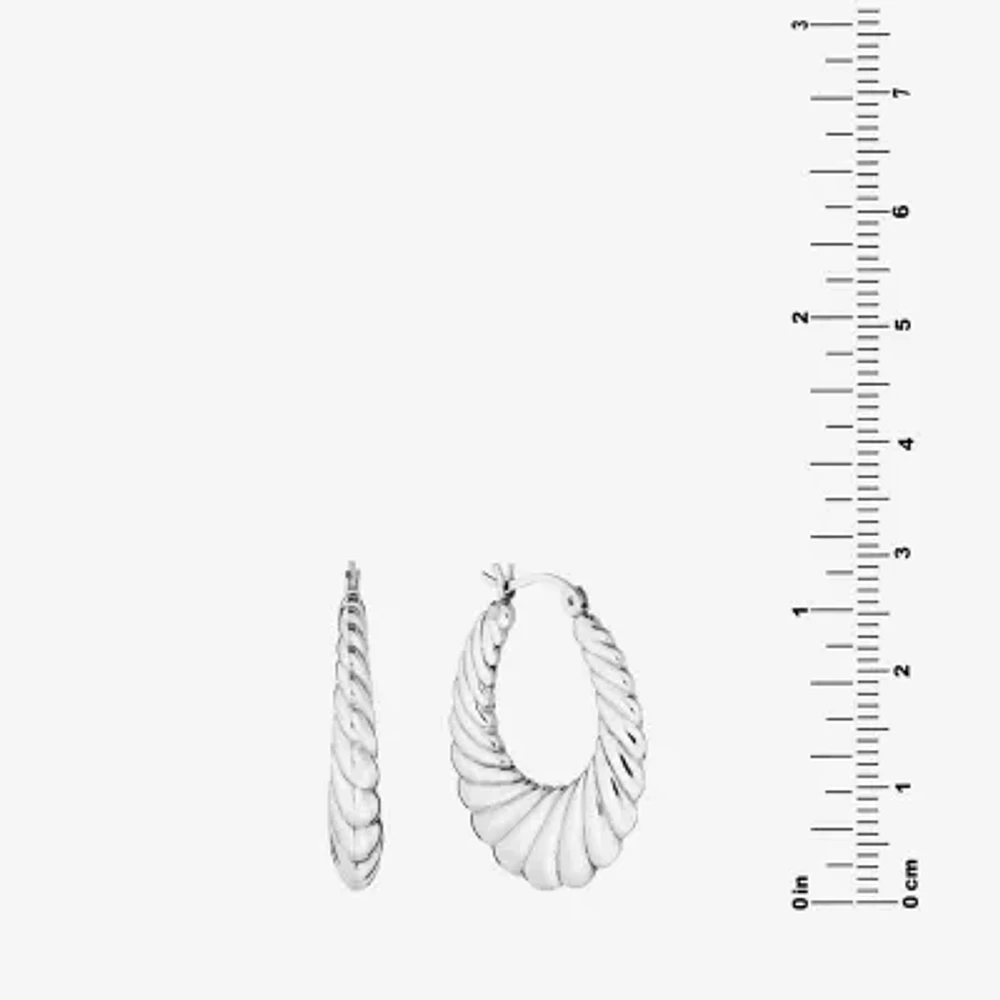 Womens Sterling Silver 30.2mm Hoop Earrings