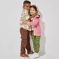 Okie Dokie Soft Knit Plaid Toddler & Little Boys Long Sleeve Cuffed Regular Fit Button-Down Shirt