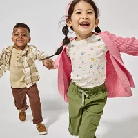 Okie Dokie Soft Knit Plaid Toddler & Little Boys Long Sleeve Cuffed Regular Fit Button-Down Shirt