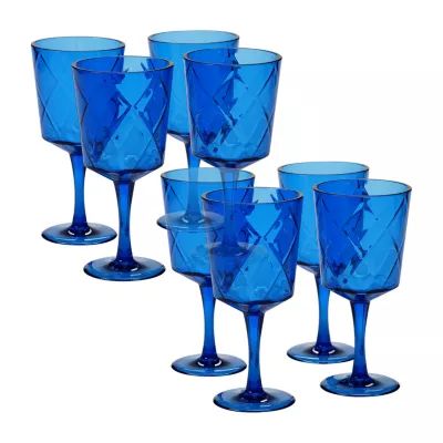 Certified International Teal Diamond Acrylic 8-pc. Goblets