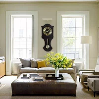 Bedford Clock Collection Chocolate Brown Oak Finish Wall Clock