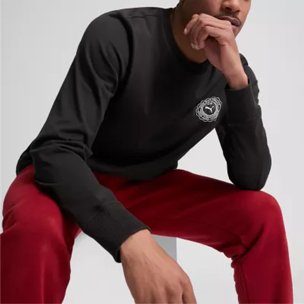 PUMA Mens Crew Neck Long Sleeve Regular Fit Graphic T-Shirt