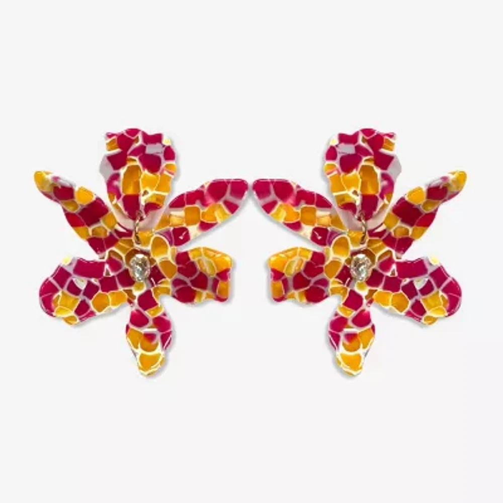 Bijoux Bar Multi Womens Flower Drop Earrings