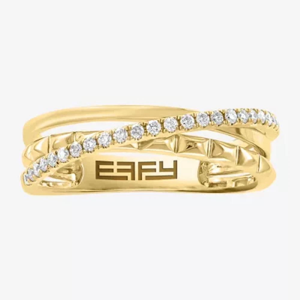 Effy Final Call Womens 3MM 1/5 CT. Natural White Diamond 14K Gold Crossover Band
