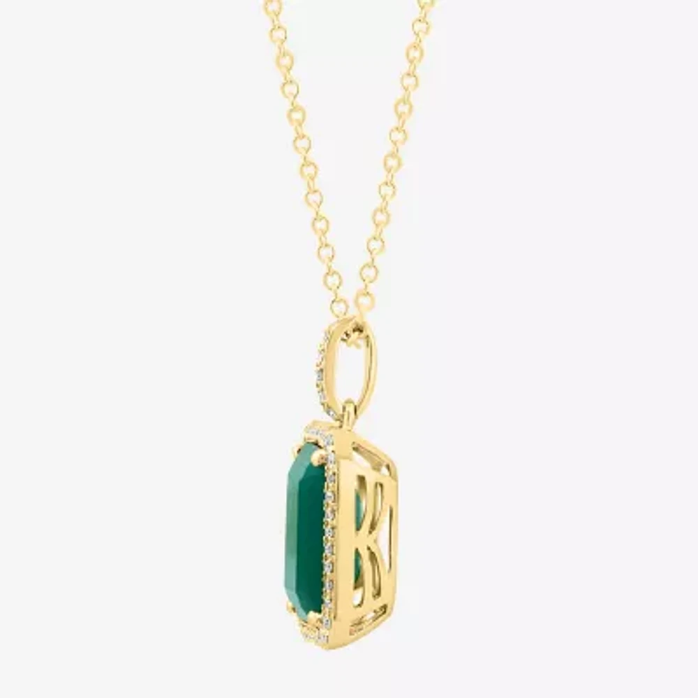 Effy Final Call Womens 1/7 CT. T.W. Genuine Green Onyx 14K Gold 16 Inch Pendant Necklace