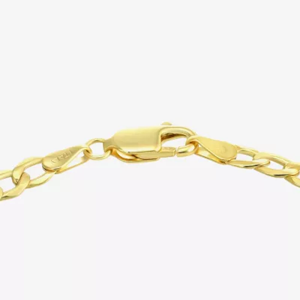Mens 10K Gold 8 1/2 Inch Semisolid Curb Chain Bracelet