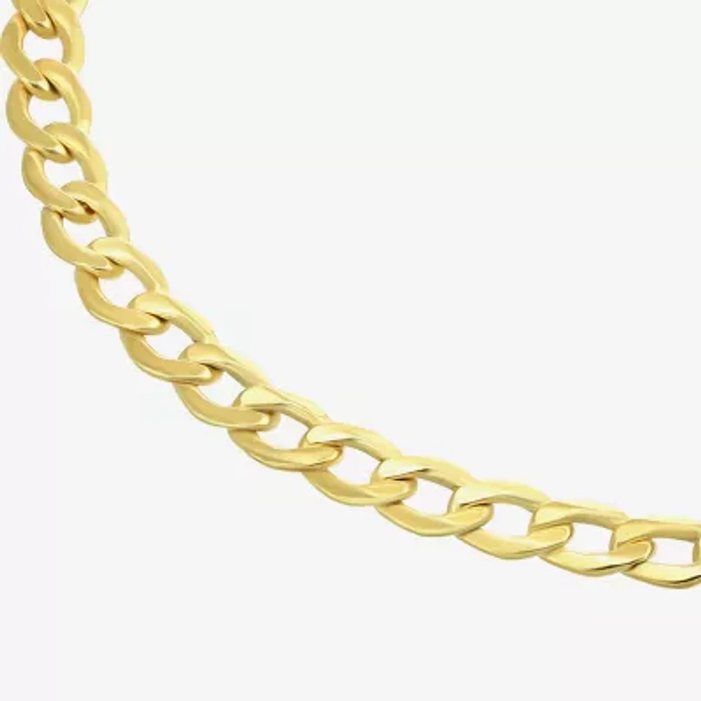 Mens 10K Gold 8 1/2 Inch Semisolid Curb Chain Bracelet