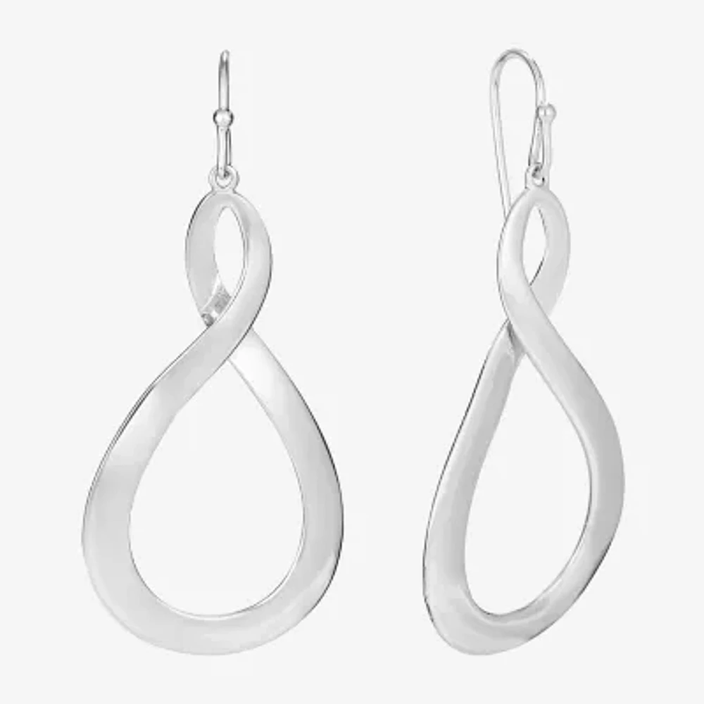 Womens Sterling Silver Infinity Drop Earrings