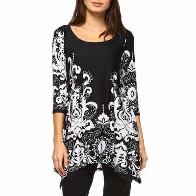 White Mark Yanette Womens Scoop Neck 3/4 Sleeve Tunic Top