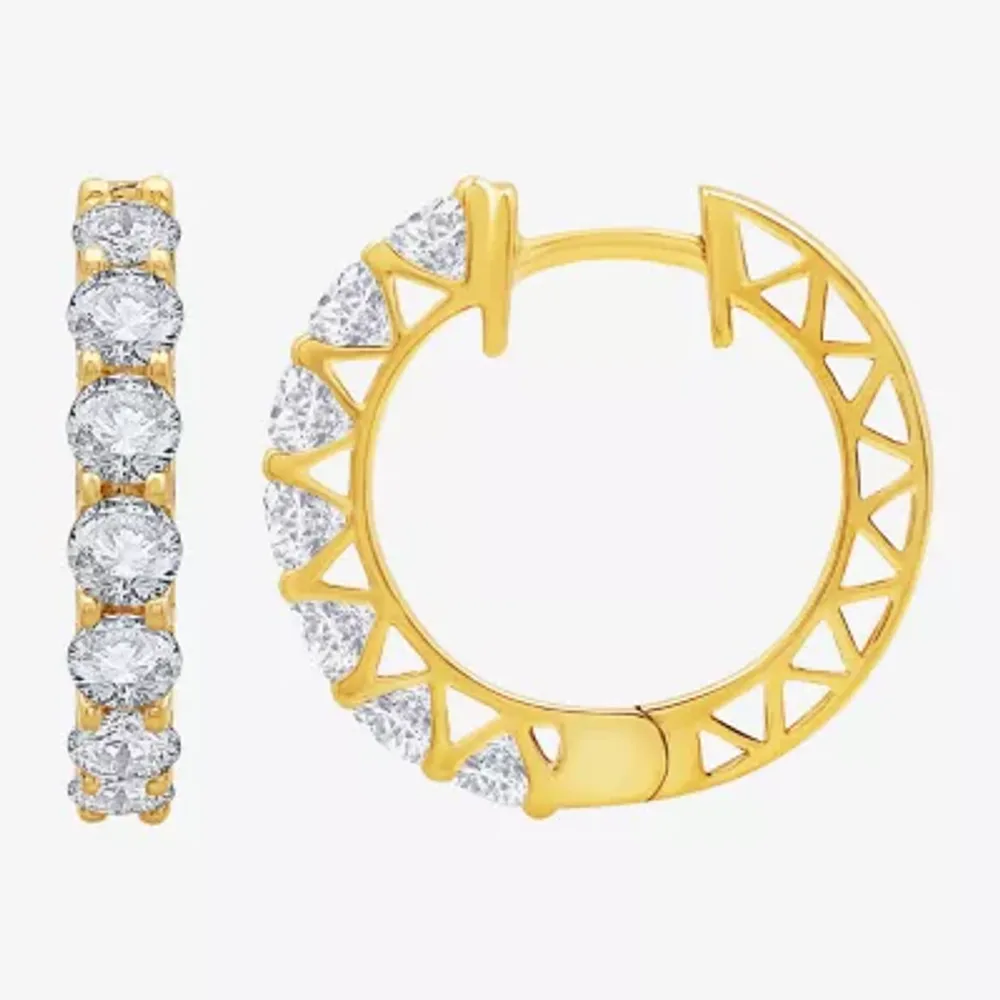 (H-I / Si1) Womens 1 CT. T.W. Lab Grown White Diamond 14K Gold 17.5mm Hoop Earrings