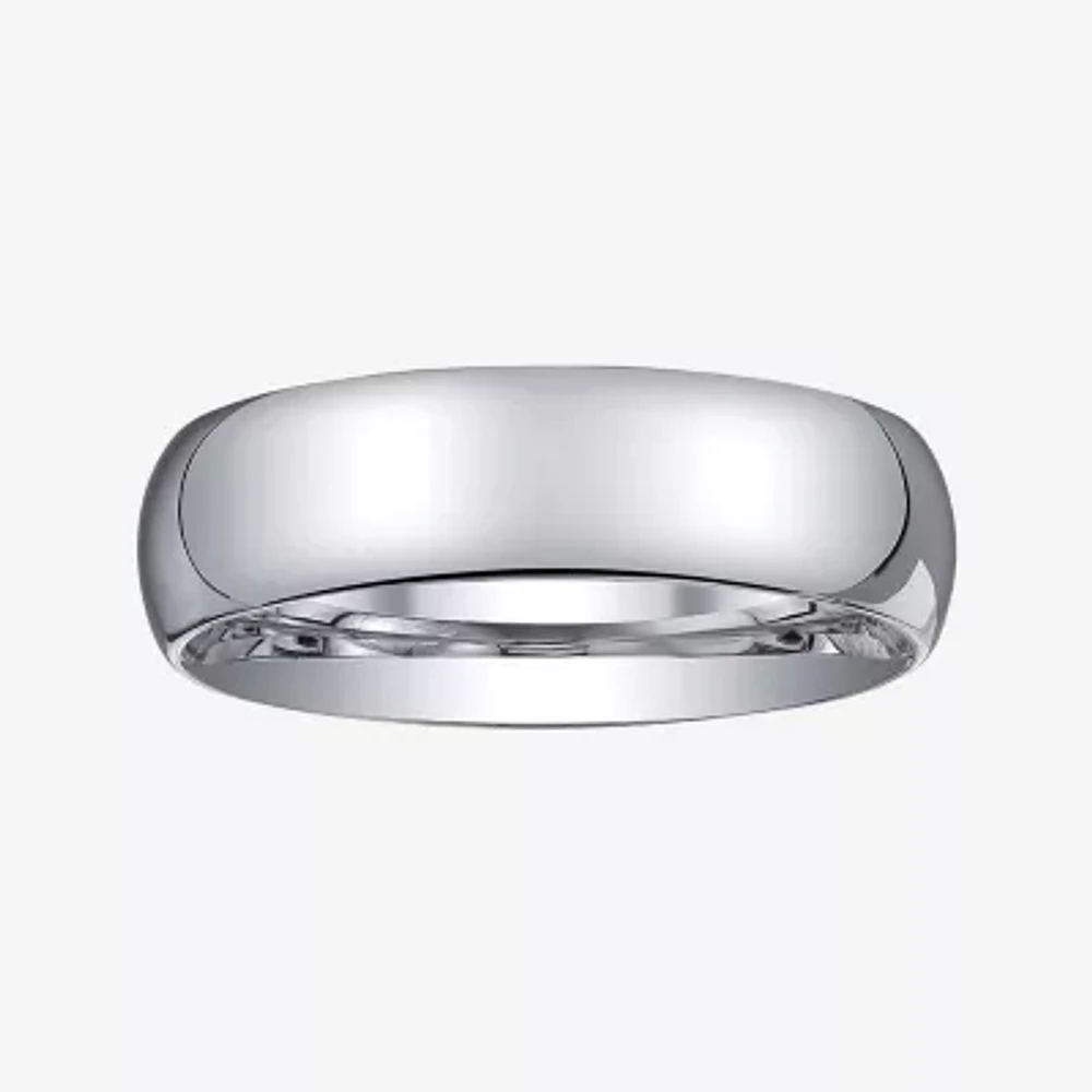 Personalized Mens 6mm Comfort Fit Domed Sterling Silver Wedding Band