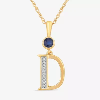 D Womens Lab Created Blue Sapphire 14K Gold Over Silver 18 Inch Pendant Necklace