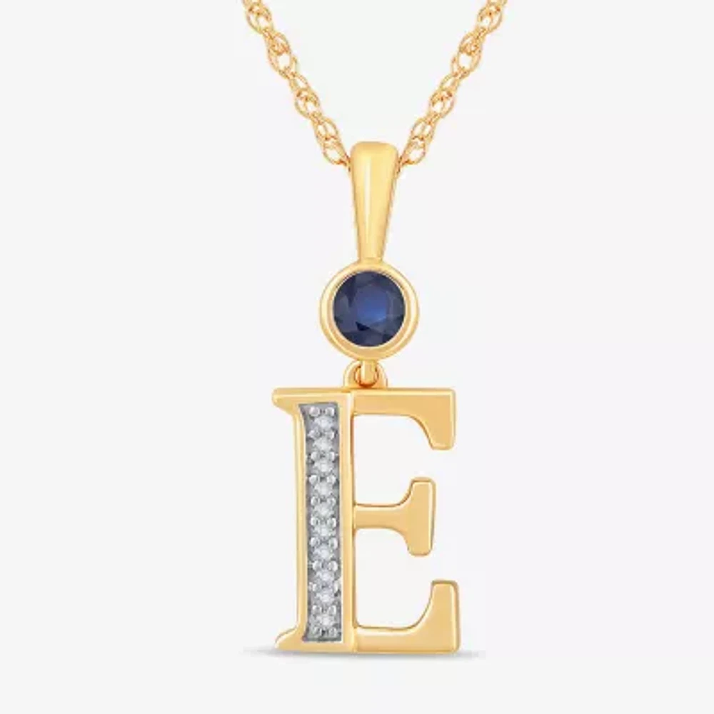 E Womens Lab Created Blue Sapphire 14K Gold Over Silver 18 Inch Pendant Necklace