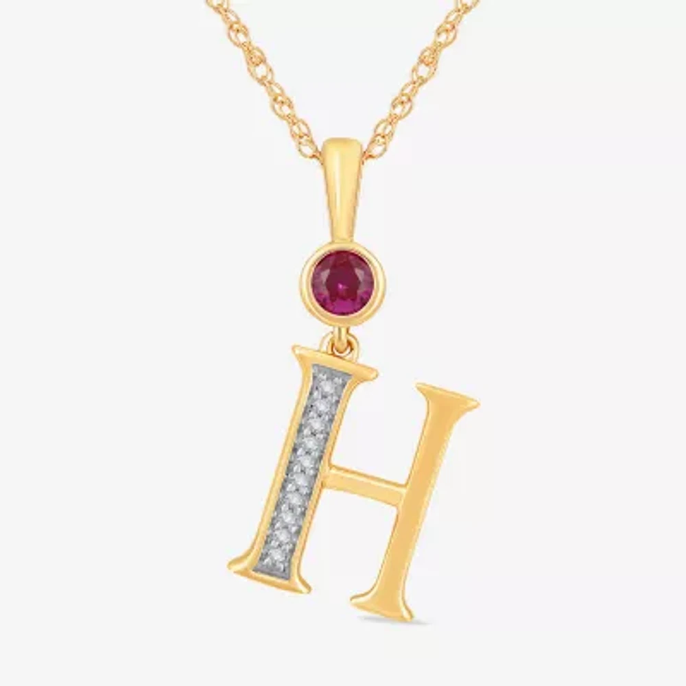 H Womens Lab Created Red Ruby 14K Gold Over Silver 18 Inch Pendant Necklace