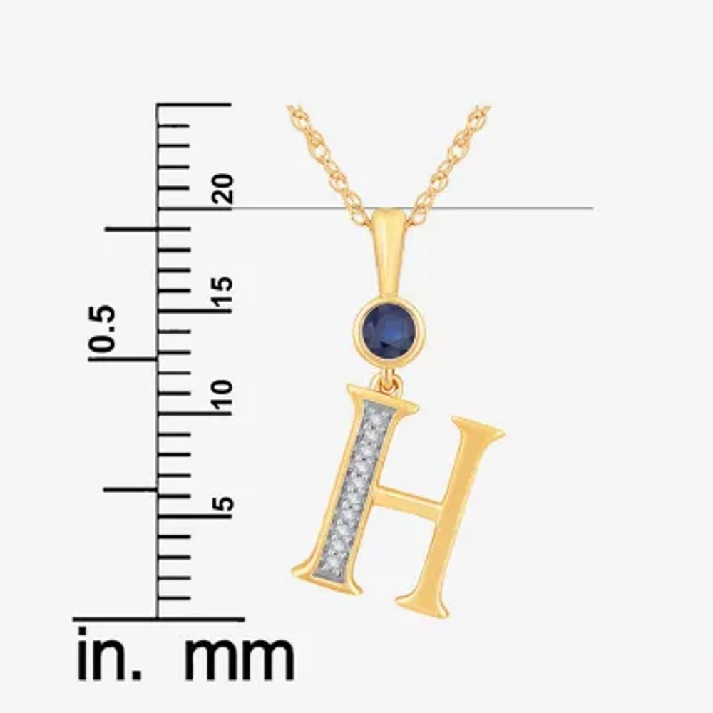 H Womens Lab Created Blue Sapphire 14K Gold Over Silver 18 Inch Pendant Necklace