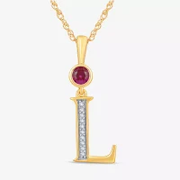 Womens Lab Created Red Ruby 14K Gold Over Silver 18 Inch Pendant Necklace