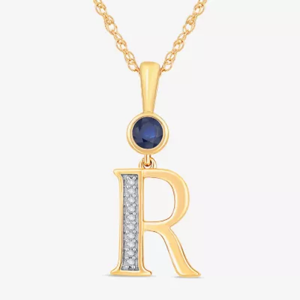 R Womens Lab Created Blue Sapphire 14K Gold Over Silver 18 Inch Pendant Necklace