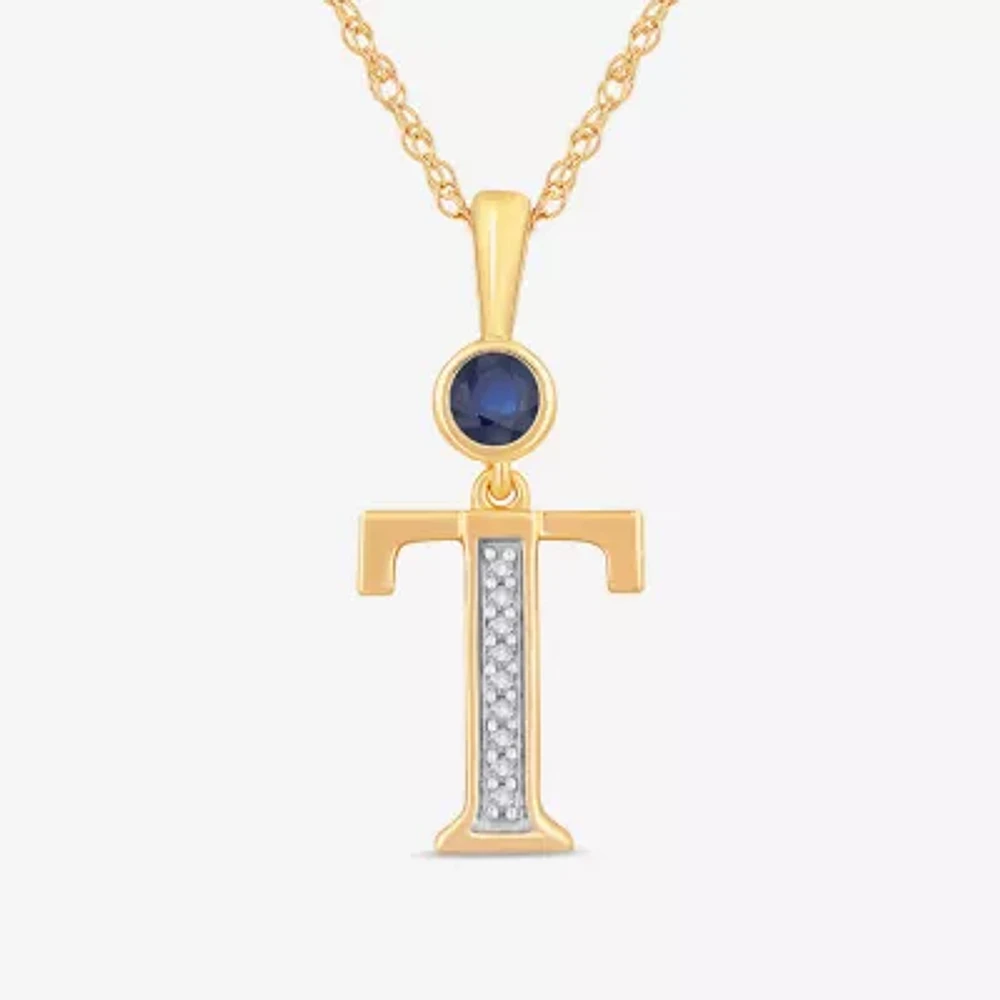 T Womens Lab Created Blue Sapphire 14K Gold Over Silver 18 Inch Pendant Necklace