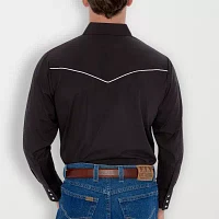Ely Cattleman Piped-Yolk Mens Long Sleeve Classic Fit Button-Down Shirt
