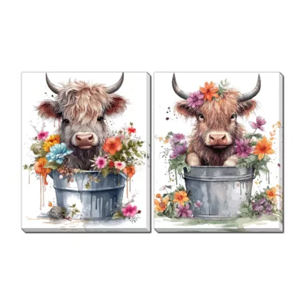 Streamline Art Baby Highland Cow 2-pc. Wall Art Set