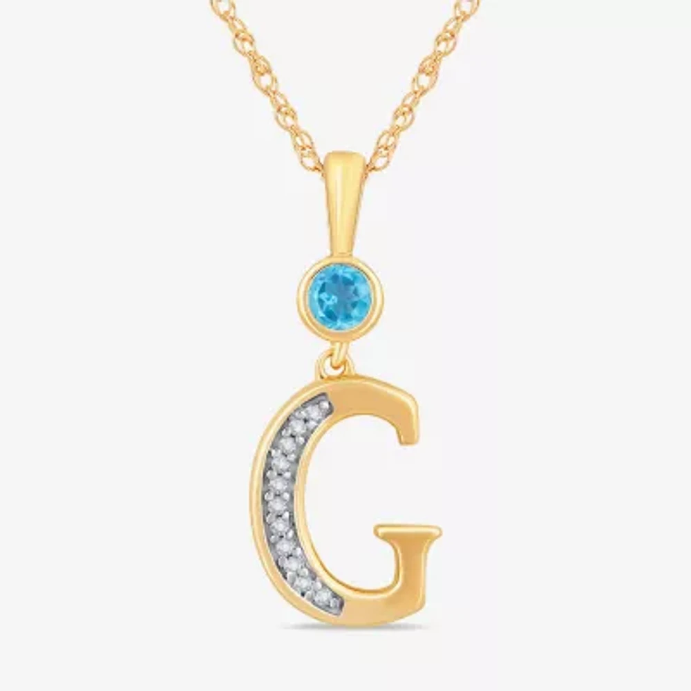 G Womens Genuine Blue Topaz 14K Gold Over Silver 18 Inch Pendant Necklace