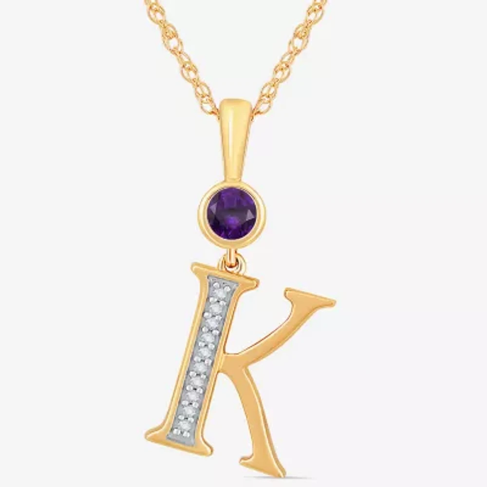 K Womens Genuine Purple Amethyst 14K Gold Over Silver 18 Inch Pendant Necklace