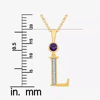 Womens Genuine Purple Amethyst 14K Gold Over Silver 18 Inch Pendant Necklace