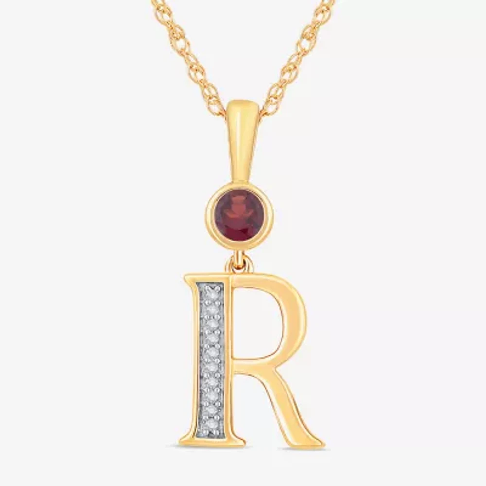 R Womens Genuine Red Garnet 14K Gold Over Silver 18 Inch Pendant Necklace