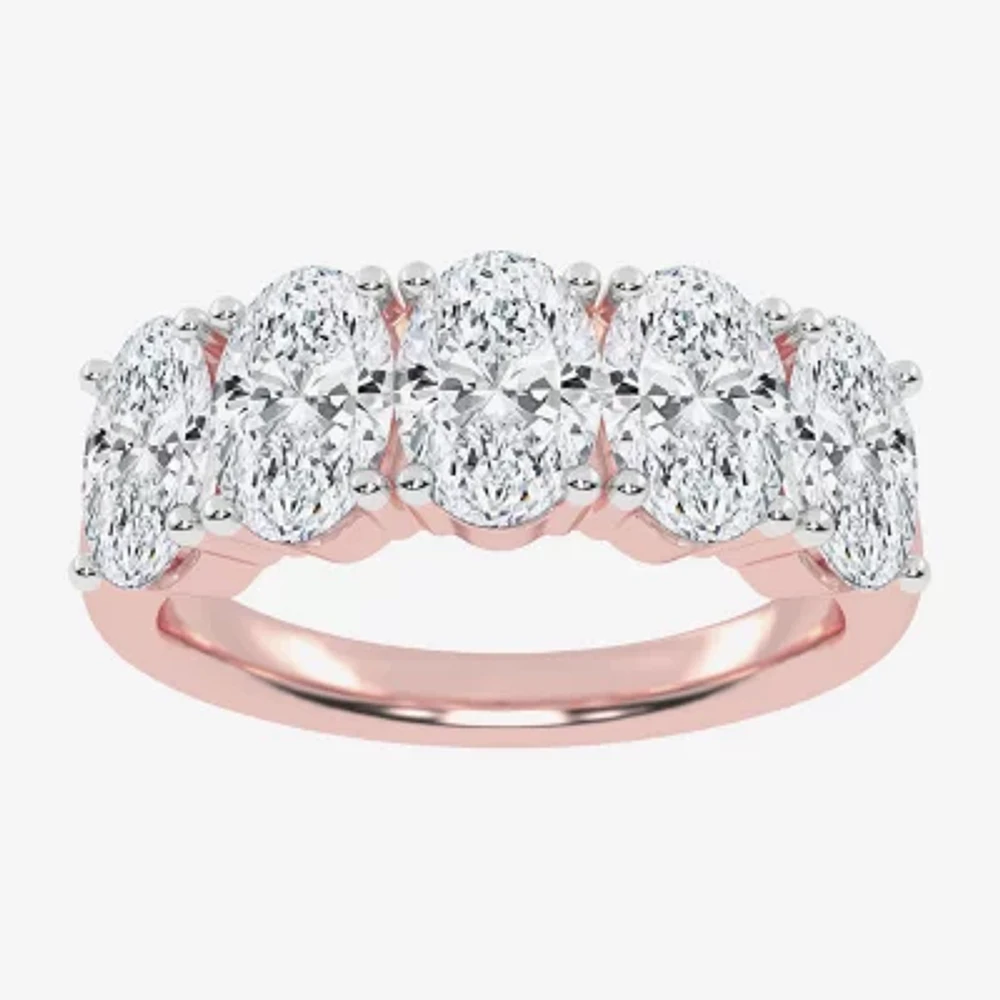 G / Vs2-Si2) Womens 2 1/2 CT. T.W. Lab Grown White Diamond 14K Rose Gold 5-Stone Anniversary Band