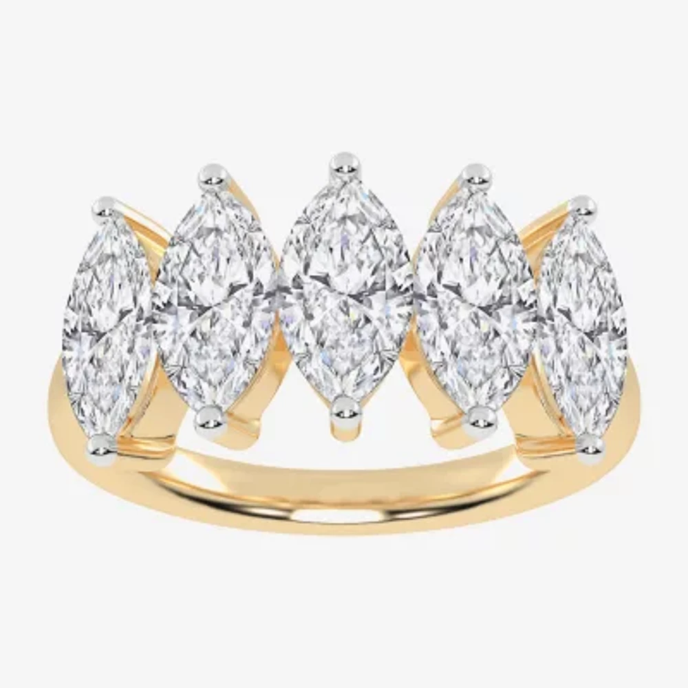 (G / Vs2-Si2) Womens 2 1/2 CT. T.W. Lab Grown White Diamond 14K Gold 5-Stone Anniversary Band