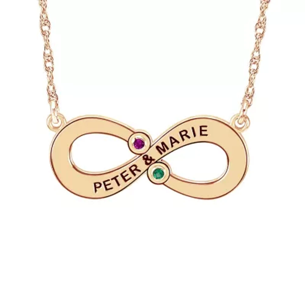 Womens Multi Color 10K Gold White Infinity Round 18 Inch Pendant Necklace