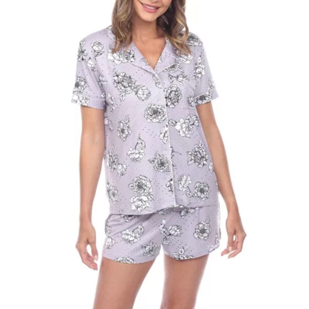 White Mark Womens Short Sleeve 2-pc. Pajama Sets